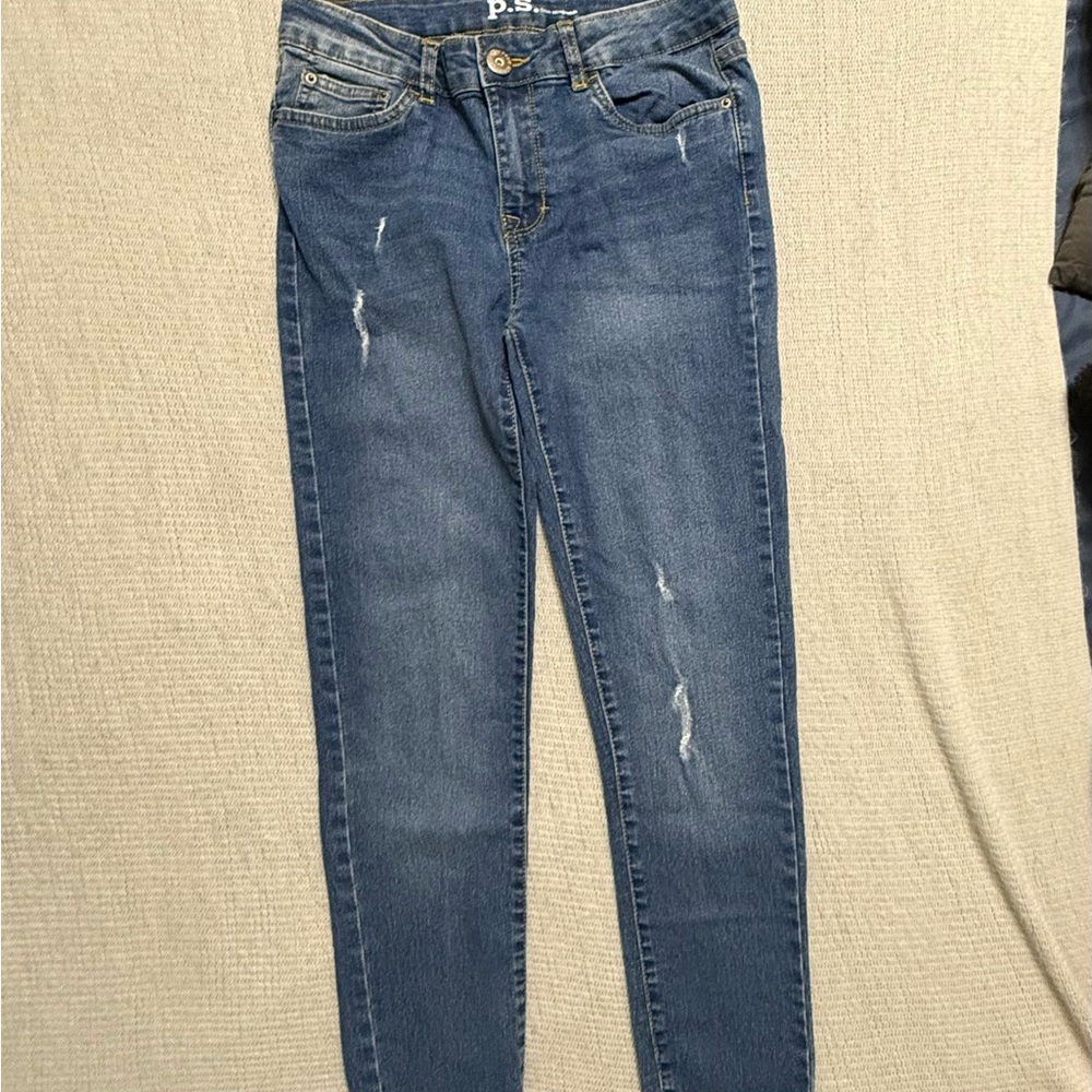 Blue Distressed Girls Jeans